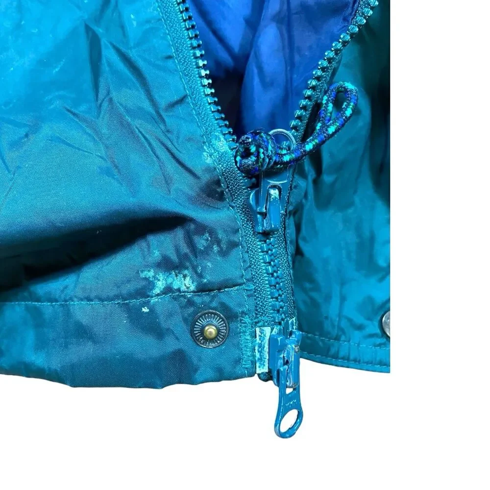 Vintage 90s Columbia Jacket Mens LARGE Green Hooded Waterproof Rain Coat